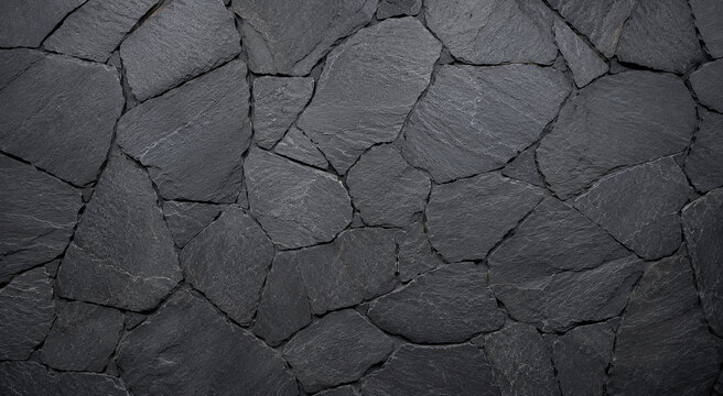 Dark Grey Slate Stone Wall Texture Background