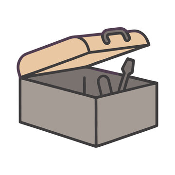 Open toolbox with tools