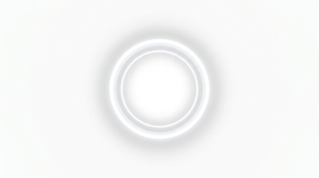 Glowing white neon ring circle isolated. Three luminous circular light effects with soft blur. Modern abstract shapes for signage, logo design elements, creative graphic layouts