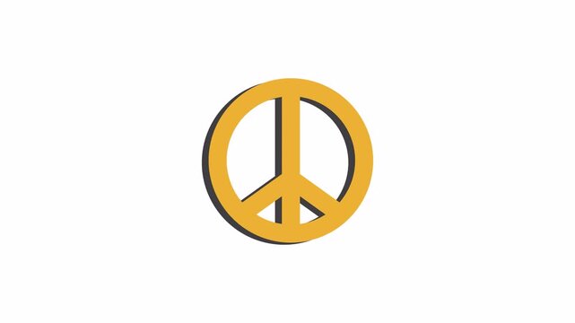 Yellow Peace Sign Animation on White Background