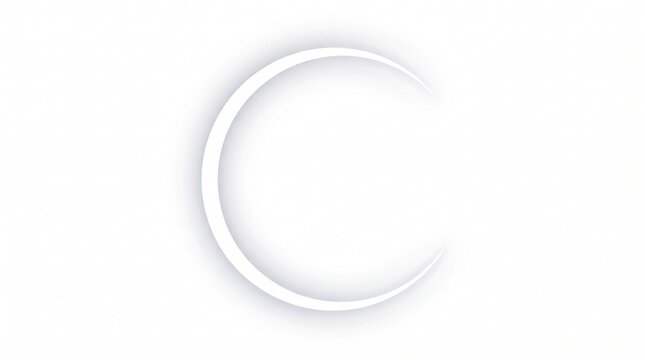 Minimalist white crescent moon icon, clean lunar phase symbol on white background, elegant celestial graphic for modern branding
