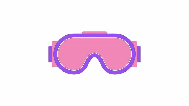 Animated Flat Vector Ski Goggles on White Background