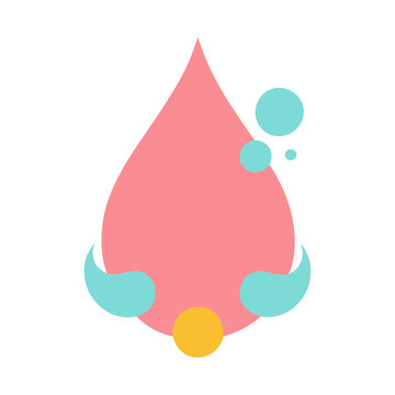 Abstract pink drop with blue and yellow shapes