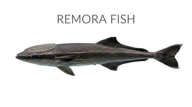 Remora fish with its unique sucker disk on its head, isolated on a clean background