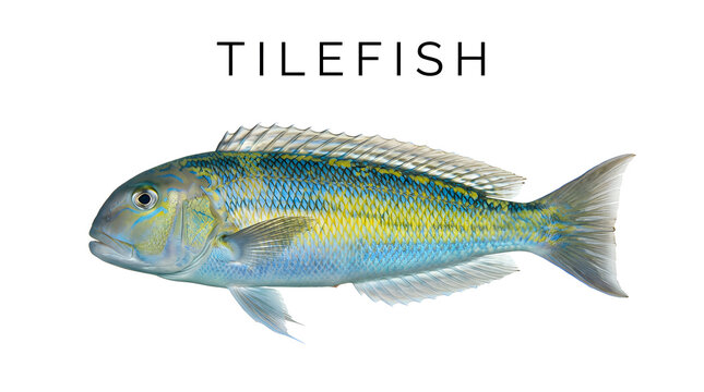 Illustration of a tilefish with blue and yellow scales