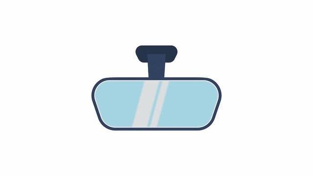 Car Rearview Mirror Animation on White Background