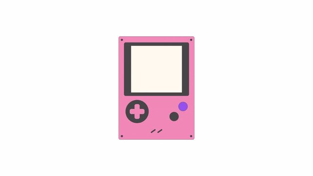 Pink Retro Handheld Console Animation on White Background