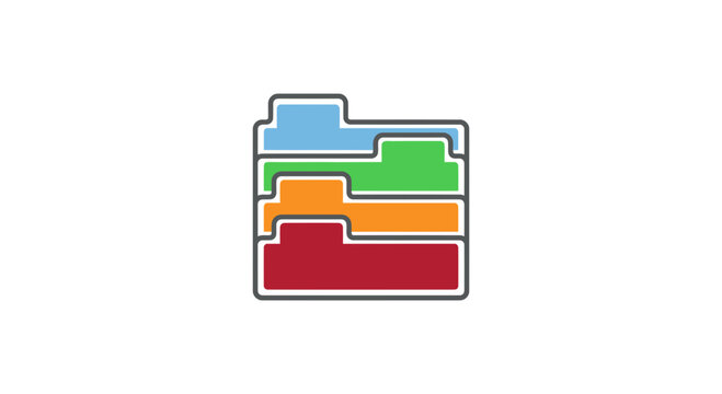 Stacked colorful office file folders icon
