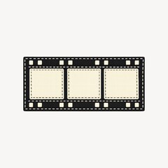 Fototapeta premium Illustration of a vintage film strip with three blank frames.