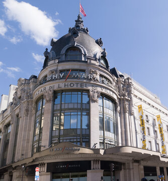PARIS, FRANCE - SEPTEMBER 1, 2026 - Le BHV Marais department store showing its historic architecture in the Marais district