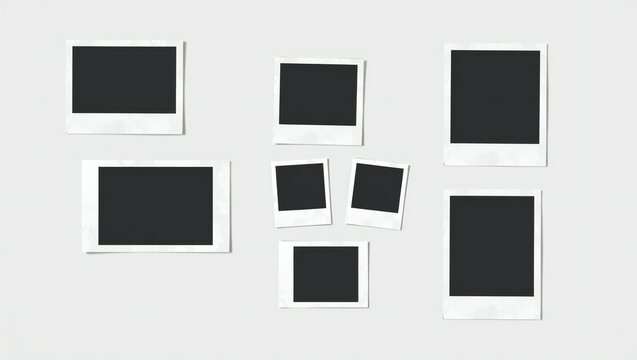Set of blank instant photo frames with empty black centers for your pictures