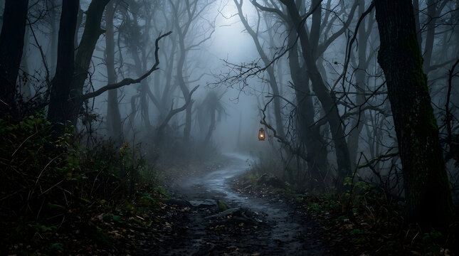misty morning in the forest