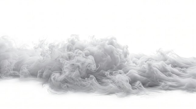 Smoke cloud billows across a white surface creating a soft and ethereal atmospheric effect.