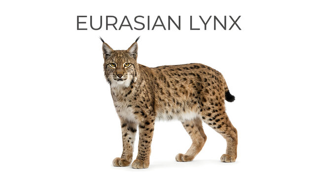 Eurasian Lynx animal isolated on white background