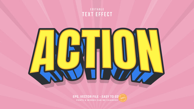Action Text Effect, Editable Playful Retro Text Style.