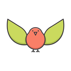 Fototapeta premium Cartoon bird with leaf wings