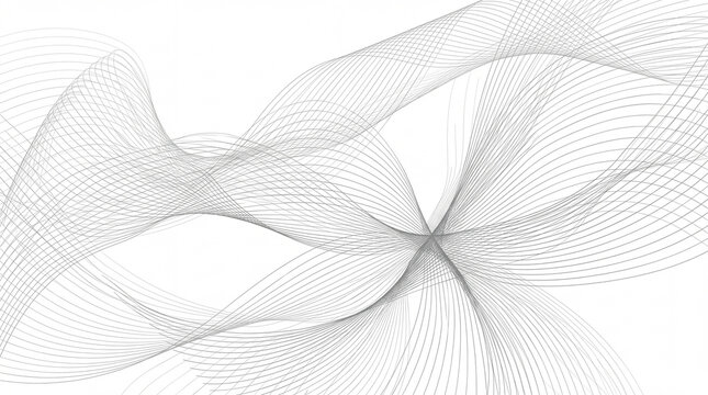 Abstract gray wave lines on white background, flowing smooth curves vector illustration