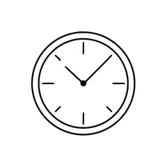 Fototapeta premium Minimalist analog clock with black hands and white face.