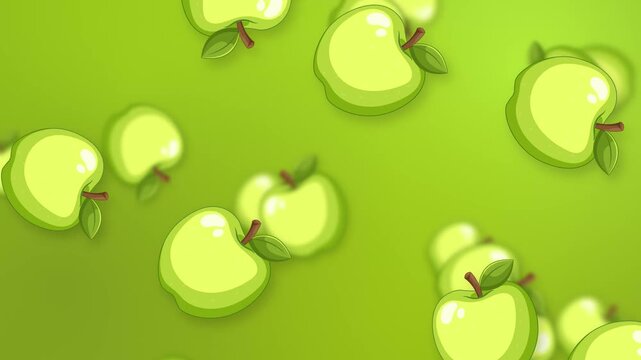 Falling Green Apple Objects on Vibrant Mesh Gradient Background