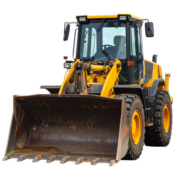 Heavy front loader or bulldozer. construction machinery isolated on transparent or white backgrounds