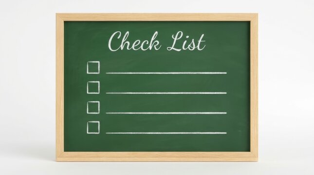 Blank Checklist on Green Chalkboard with Wooden Frame