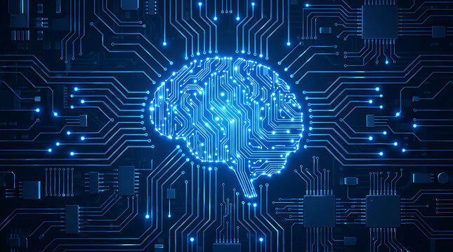 Artificial intelligence brain concept circuit board technology background