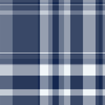 Scottish seamless texture plaid, classic background check textile. Surface tartan fabric vector pattern in pastel and blue colors.