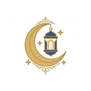Islamic crescent moon and arabic lantern vector illustration on isolated white background for ramadan Kareem decoration