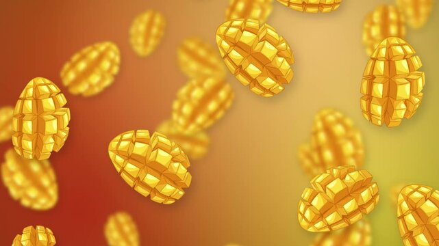 Animated Sliced Mango Fruit Falling Against a Warm Gradient Background