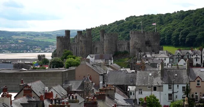 Conwy Castle towering above the historic town of Conwy, Wales