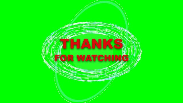 Cinematic spiral galaxy forming and collapsing into a bright energy burst that reveals THANKS FOR WATCHING text with a red and yellow color combination, perfectly looping on a greenscreen background.