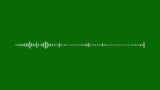 Dynamic White Sound Wave Audio Visualizer on Green Screen, Animated Waveform Spectrum, Music Frequency Equalizer, Podcast Audio Signal, 4K