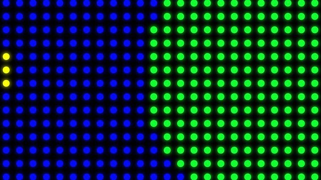 Abstract Digital LED Dot Matrix Screen with Blue and Green Glowing Lights Background