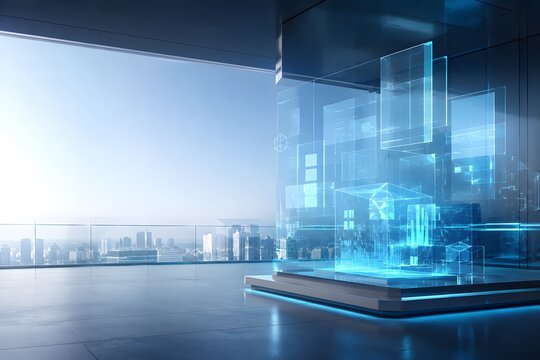 Enterprise Software Technology Background with a Floating Digital Interface
