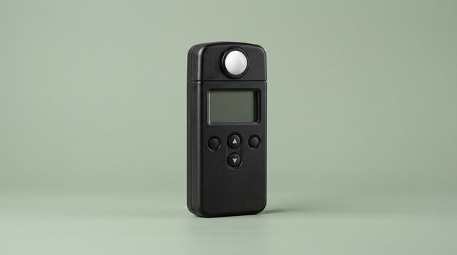 Professional digital light meter and lux sensor device with USB data reader for photography lighting isolated on green background