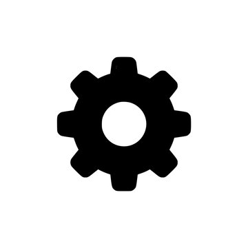 Black gear icon with eight teeth design.
