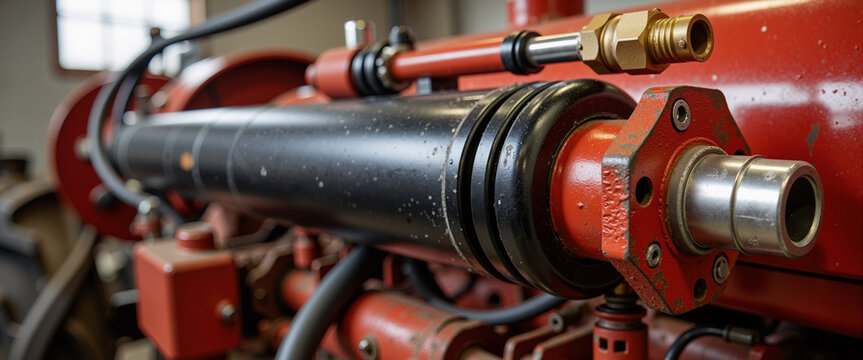 Close-up of tractor hydraulics for infographic