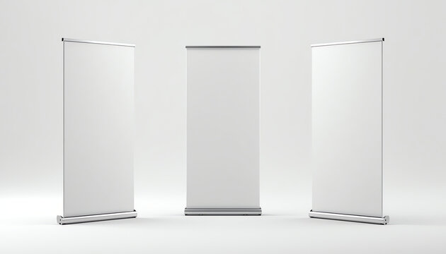 Blank roller banner set. 3d illustration isolated white background