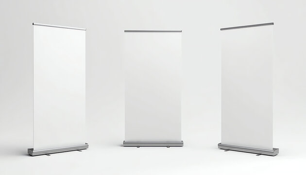 Blank roller banner set. 3d illustration isolated white background