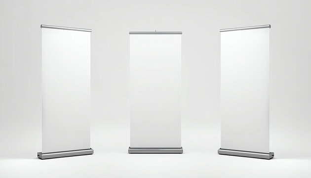 Blank roller banner set. 3d illustration isolated white background