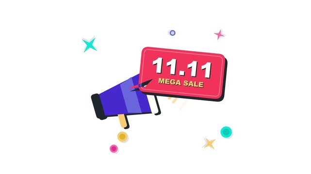 11.11 Mega Sale Promotional Graphic Featuring A Stylized Megaphone Announcement Concept For Shopping Festivals And E-commerce Marketing Campaigns