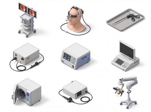 Isometric endoscopy and surgical medical equipment set