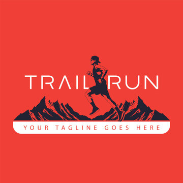 Trail Run Logo Stylized illustration of a male trail runner in motion