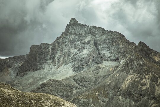 Landscape in the highlands, thunderstorm atmosphere, Alto de Ticlio, Peru