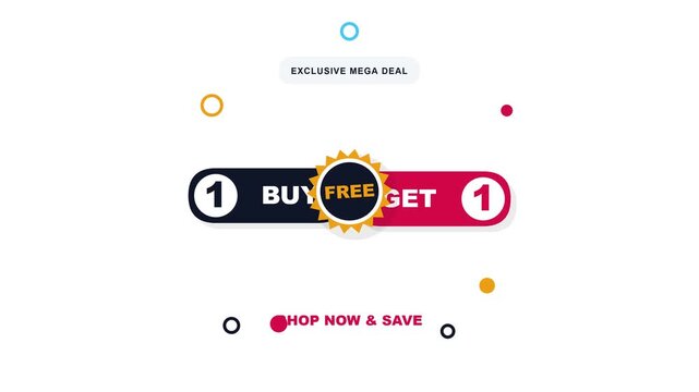 Modern Animated Buy One Get One Free Promotion Graphic Design Element for Retail Marketing Campaigns