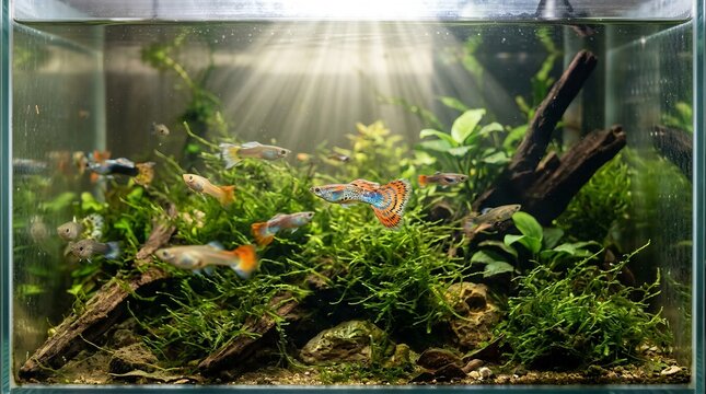 Stunning Macro Collection of Colorful Ikan Guppy Varieties in Professional Aquarium and Natural Aquascape Settings