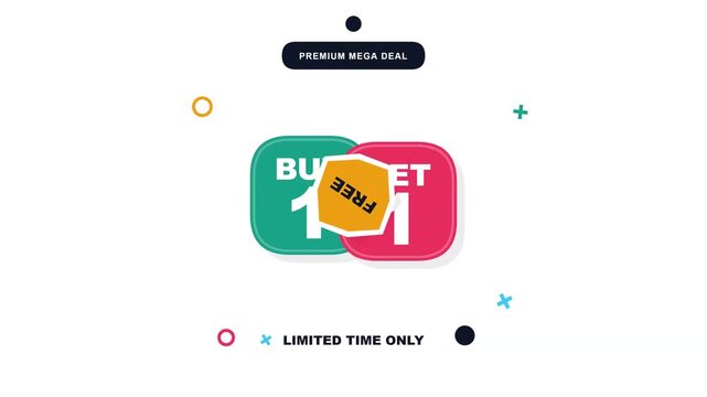 Dynamic Motion Graphic Animation Featuring a Buy One Get One Free Promotional Offer Designed for Retail Sales Events and Marketing Campaigns