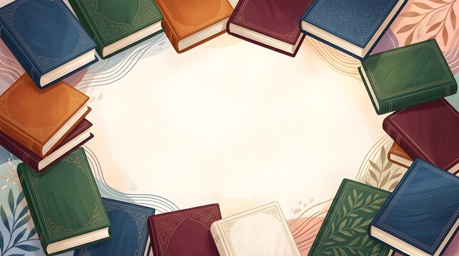 Colorful Books Border with Copy Space