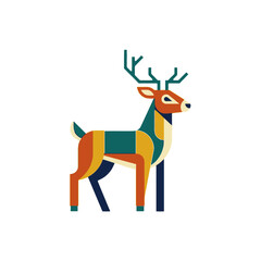 Fototapeta premium Capture the essence of modern wildlife with this clean, minimalist vector illustration of a stag. Featuring sharp geometric shapes and a warm autumnal color palette, this versatile graphic is perfect 