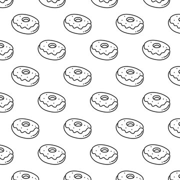 Cute Donut Character Seamless Pattern Background